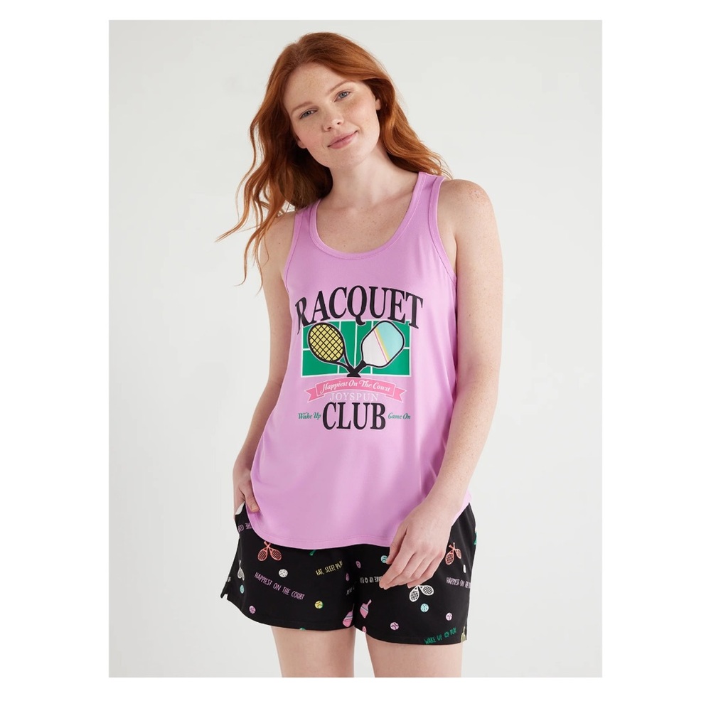 Women's Print Tank Top and Shorts Pajama Set, 2-Piece, color: vibrant orchid